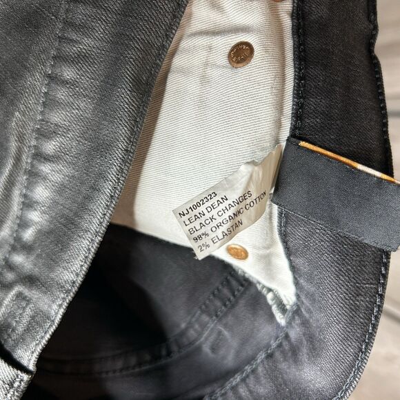 Nudie Jeans Size 33 x 34 (29) Lean Dean Black Color Slim Fit Organic Cotton - Picture 10 of 12